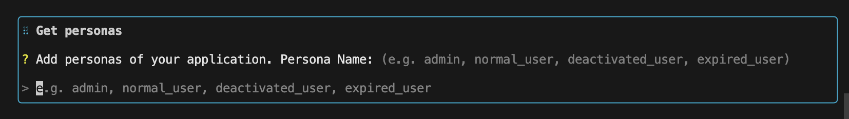 Persona definition in DevAssure