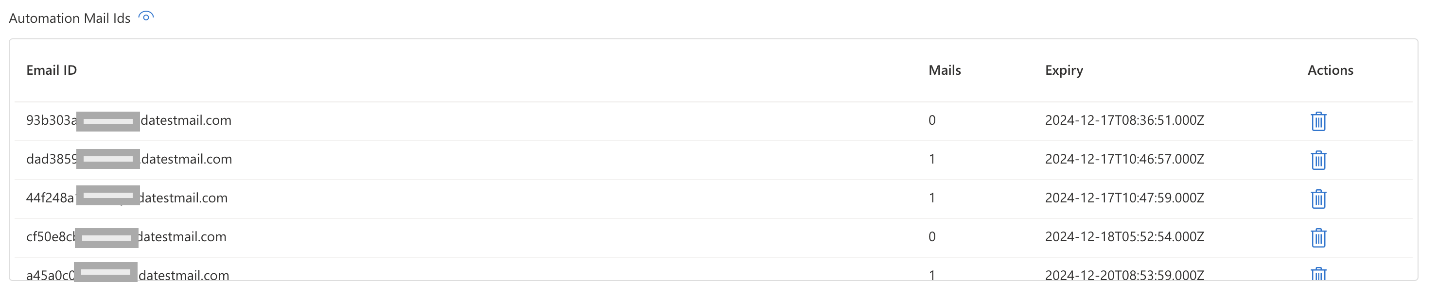 Managing email accounts in DevAssure's Web Portal