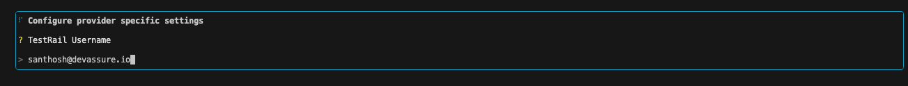 TestRail provider config username