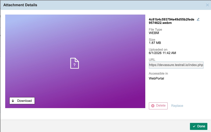 TestRail video attachements from DevAssure