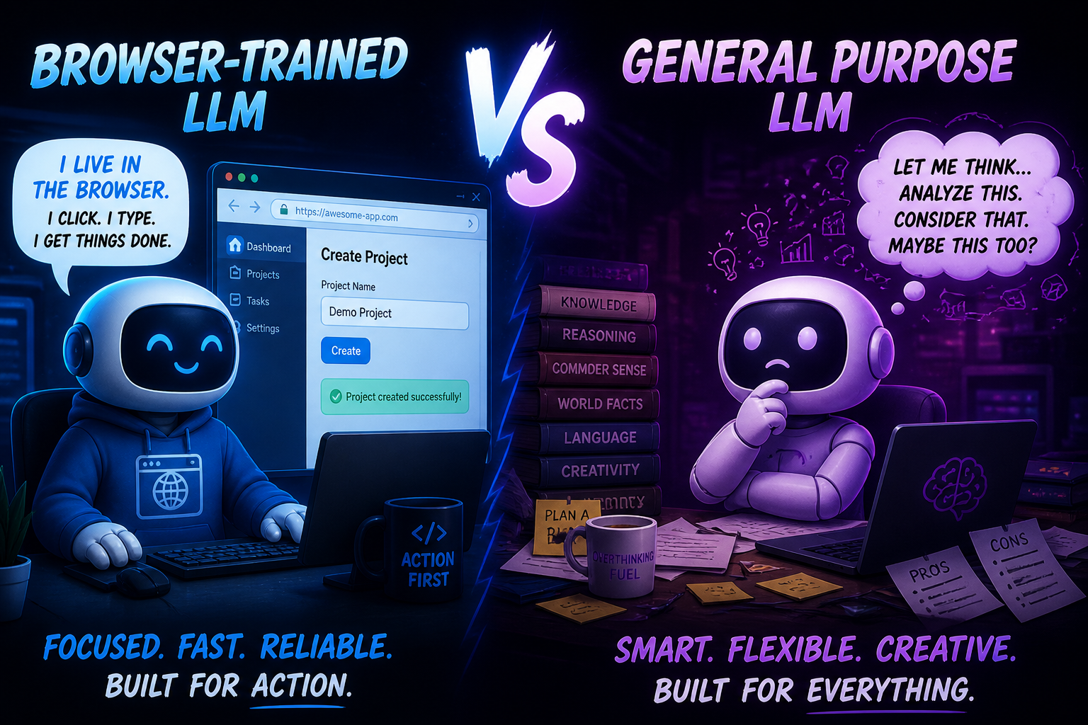 Browser-Trained vs General-Purpose LLMs